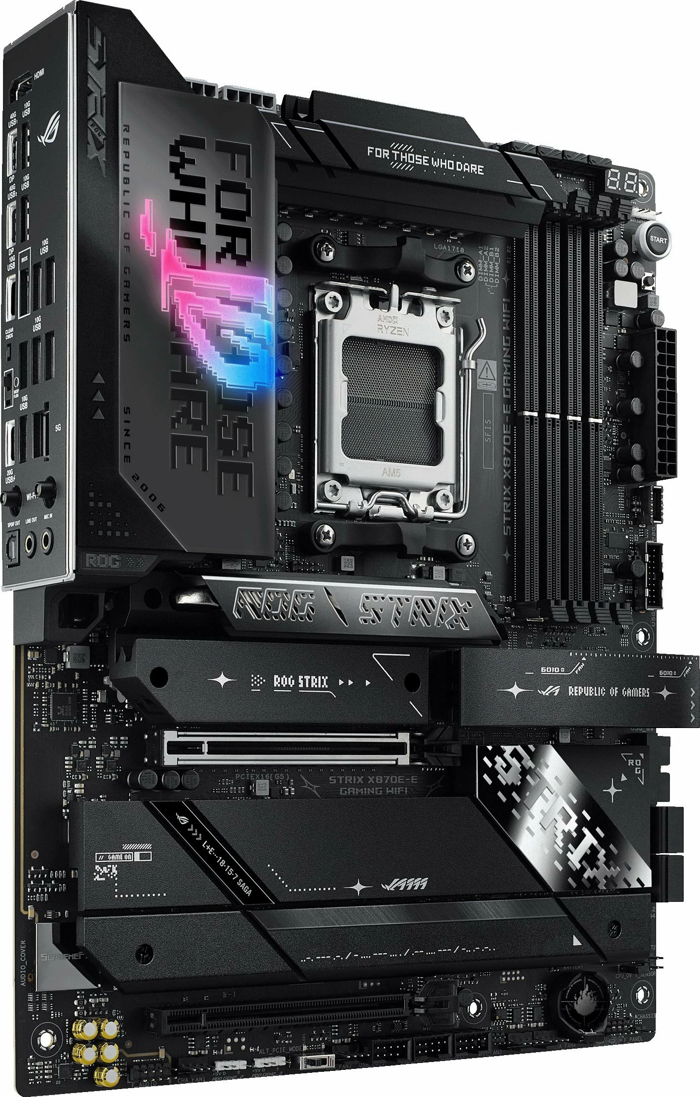 Pllakë amë Asus ROG STRIX X870E-E Gaming WiFi ATX DDR5 PCIe 5.0 Wi‑Fi 7 USB4 5GbE