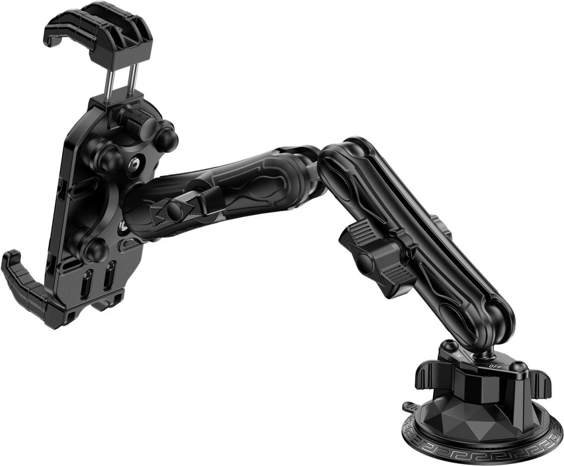 Mbajtëse makinës për tablet/telefon, Ulefone Armor Mount Max UF-AMMAX, kapëse vakumi 360° me krah teleskopik, alumini, pajtueshmëri universale, e zezë