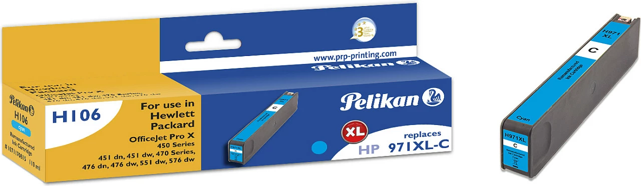 Kartrixh boje Pelikan HI06 (HP 971XL / CN626AE), XL Yield, Cian