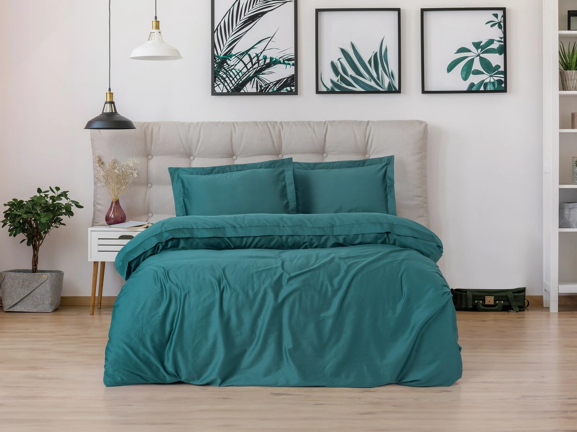 Set mbulesë për jorgan XXL, saten, ngjyrë petrol, L'essentiel