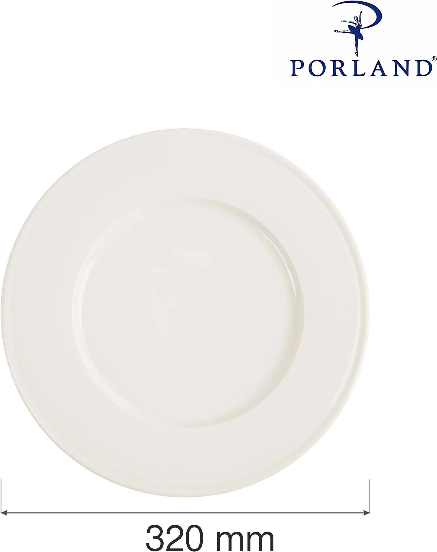 Pjatë e sheshtë Porland Line Ø320 mm, krem, set 6 copë