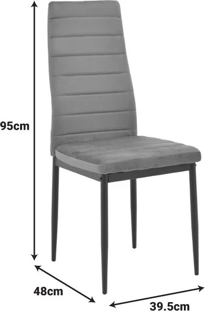 Tavolinë me karrige Balou-Parker, set 5 copë, e zezë, material stof antracit, D100x73cm