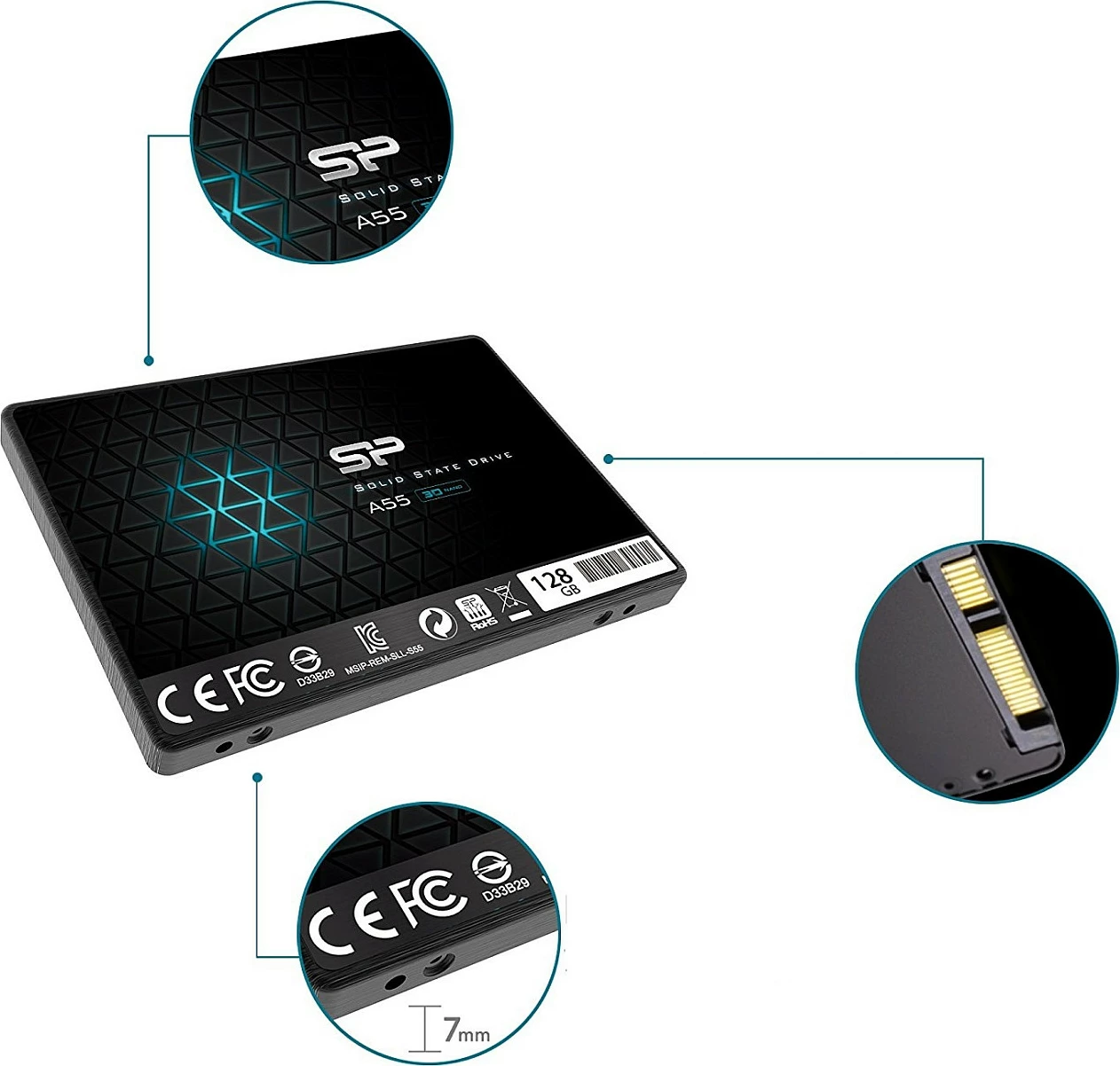 SSD intern Silicon Power A55, 128GB, 2.5" SATA III, i zi