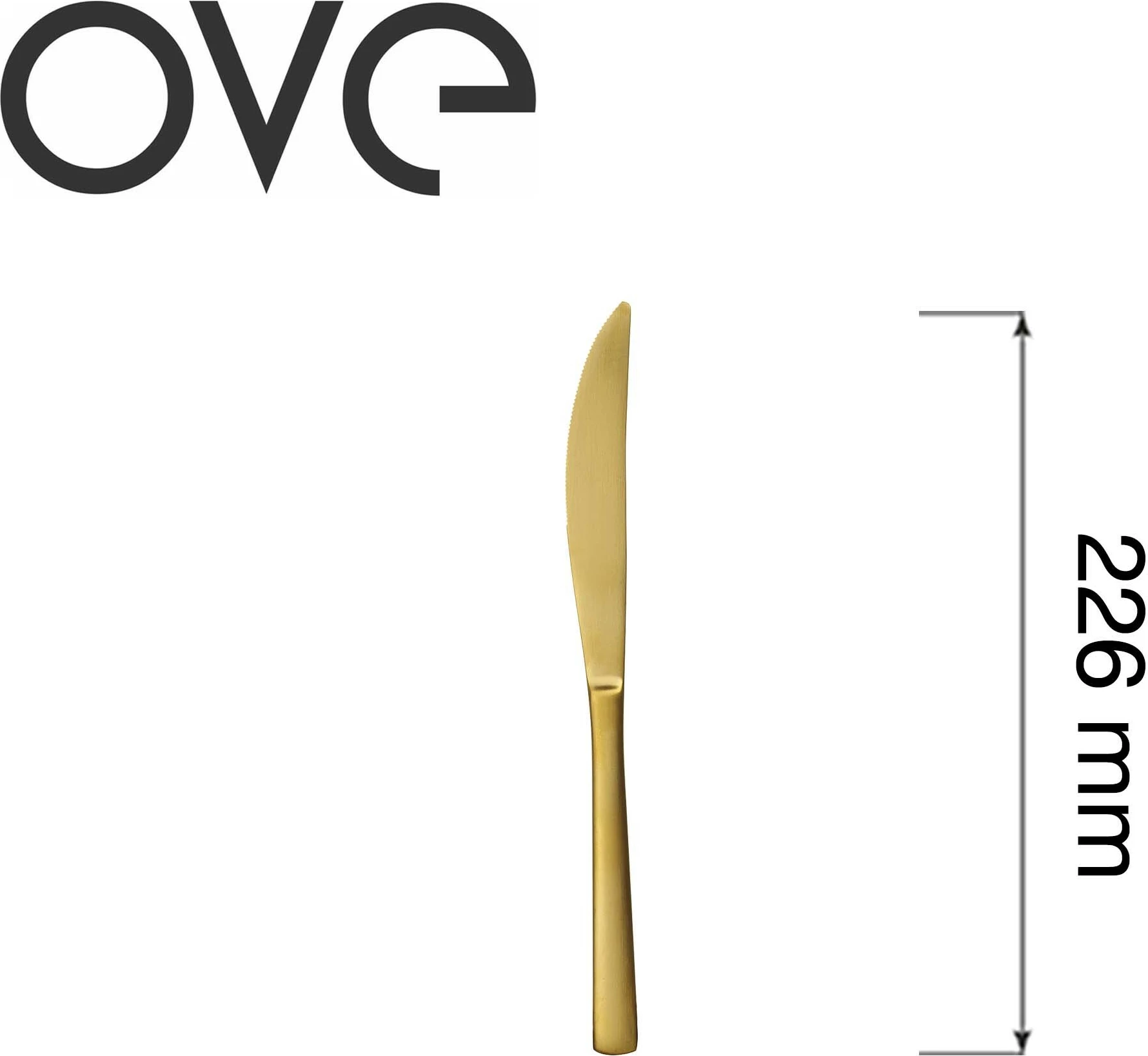 Thikë tavoline OVE Fjord Gold 226 mm, ar, set 12 copë
