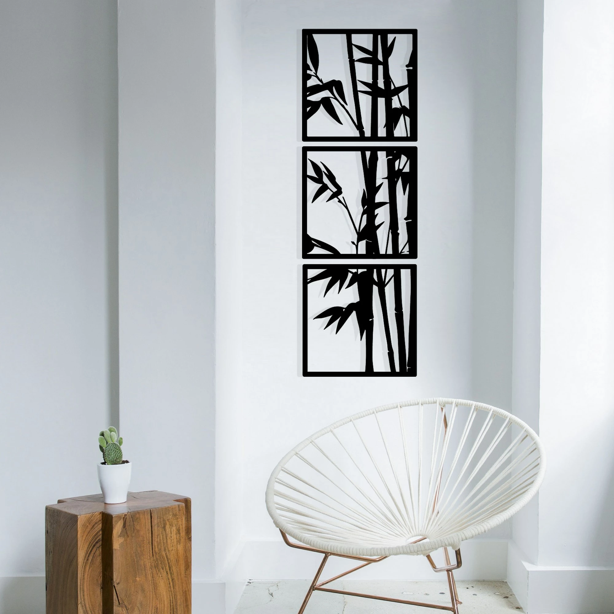Aksesor dekorativ metalik për mur, Wallity Tuyunju, ngjyrë e zezë, 36x110cm