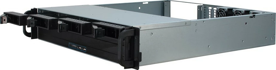 Kasë serveri Inter-Tech IPC Storage 2U-2404L, Rack 19", 2U, 48cm, micro ATX/Mini-ITX, 5x 3.5", hot-swap, e zezë/argjendtë