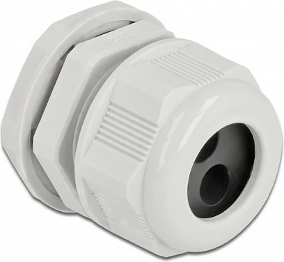 Glandë kabllo DeLOCK PG21, hyrje e dyfishtë, IP68, për kabllo 8 mm, 2 copë, gri