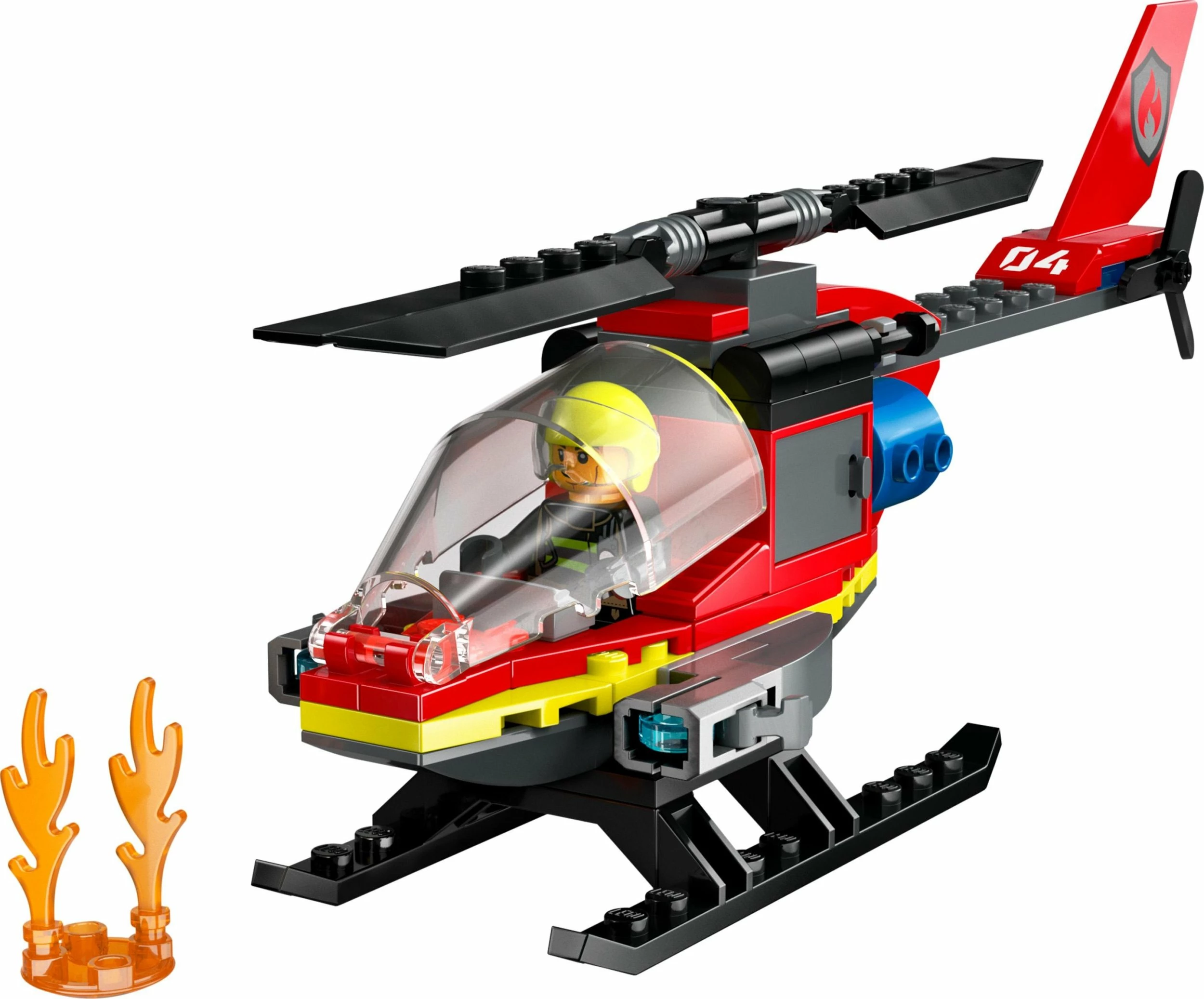Set LEGO City LEGO Fire Rescue Helicopter 60411, 85 pjesë, 1 minifigurë, kuqe/zezë