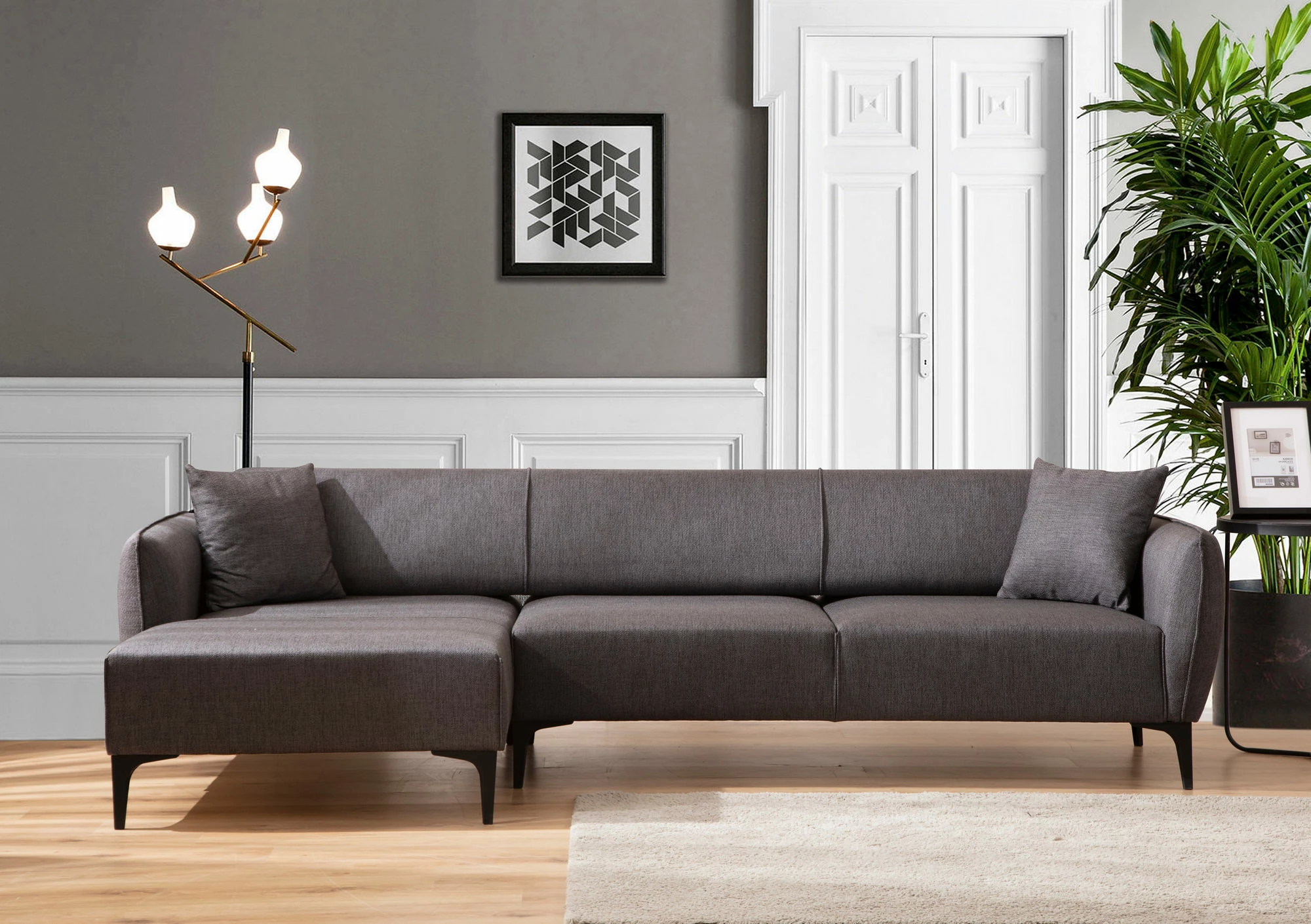 Këndare Belissimo, ngjyrë gri e errët, Atelier del Sofa, majtas