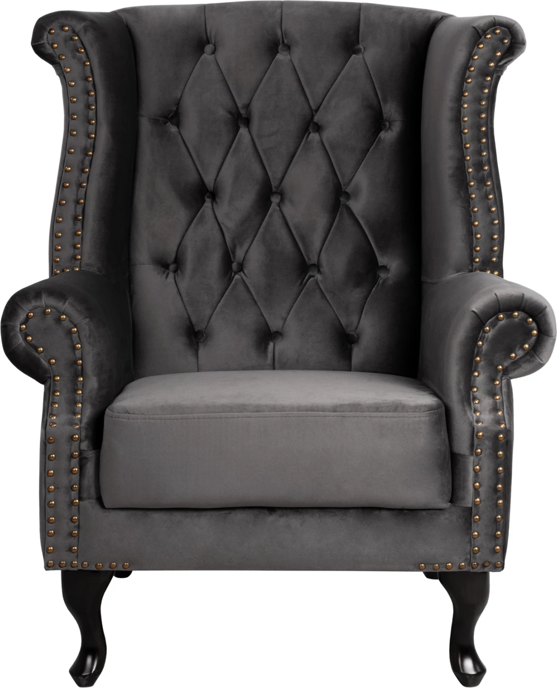 Fotelje gri kadife, stil Chesterfield, Polina, 83x75x107 FH0053.10