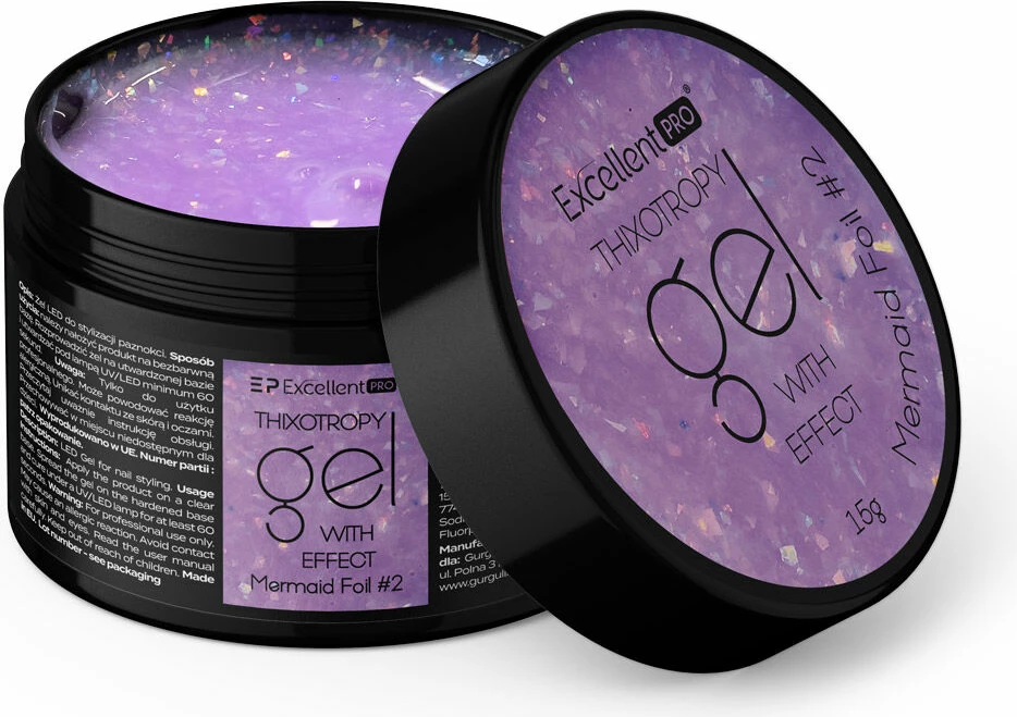 Xhel ndërtues për thonj Excellent PRO Mermaid Foil #2 për femra, 15g