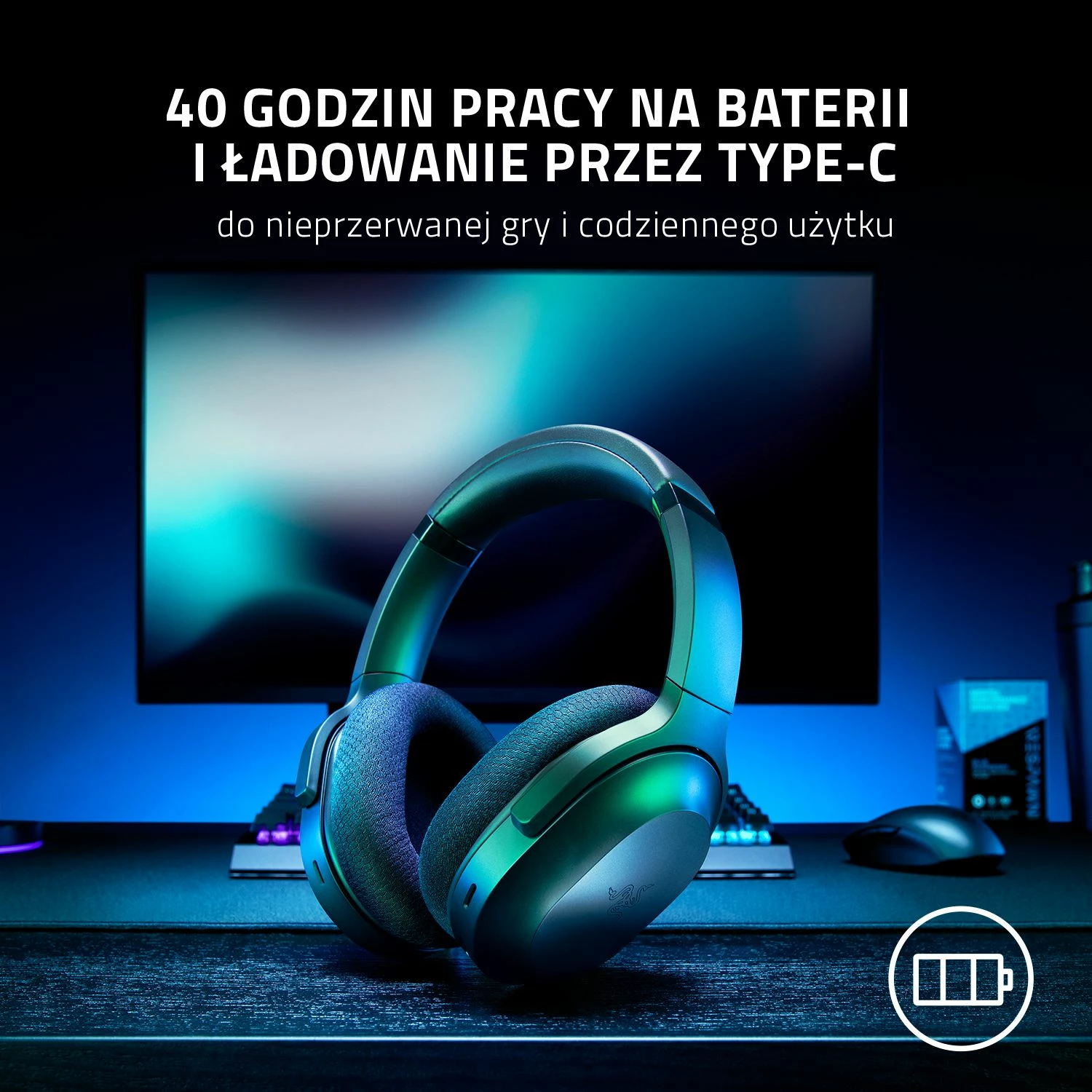 Kufje gaming Razer Barracuda RZ04-03790100-R3M1 wireless 2.4GHz/Bluetooth, USB-C, të zeza