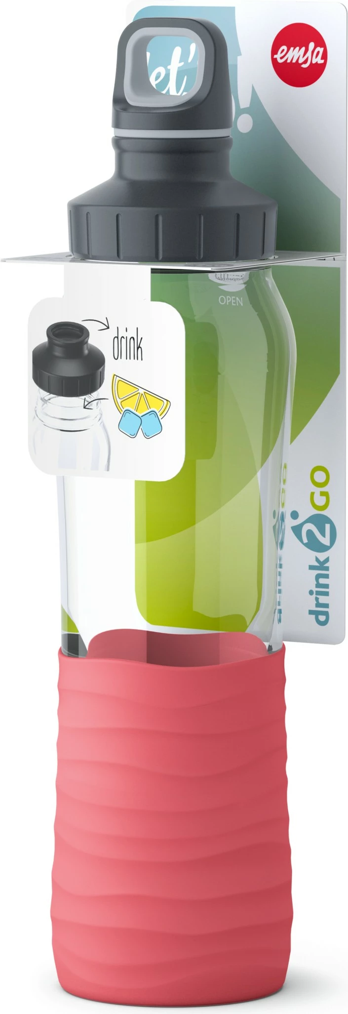 Shishe qelqi Emsa Drink2Go 0.7L korall e kuqe