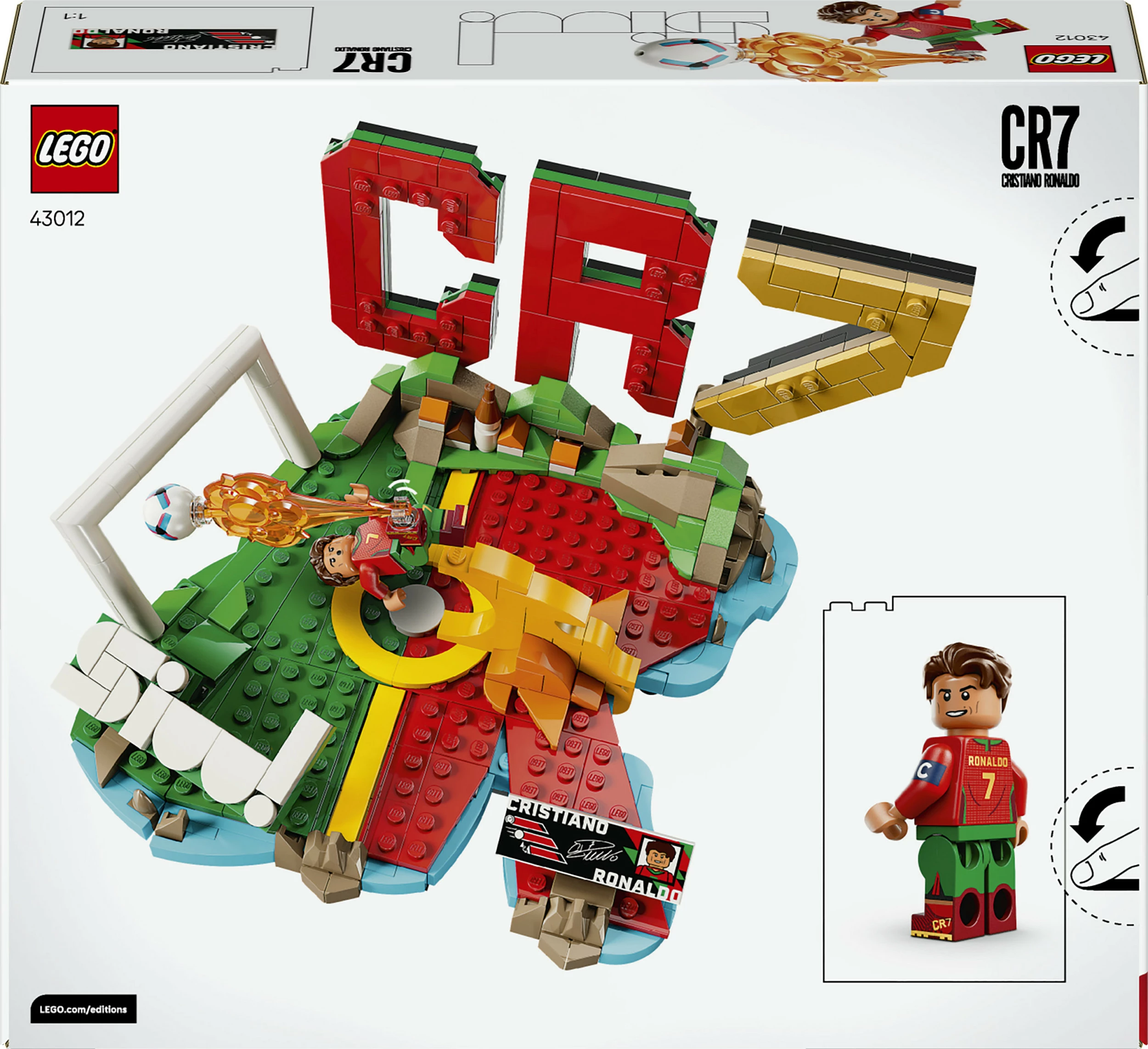 Set ndërtimi LEGO 43012 Cristiano Ronaldo (CR7) Football Highlights, 490 pjesë, shumëngjyrësh