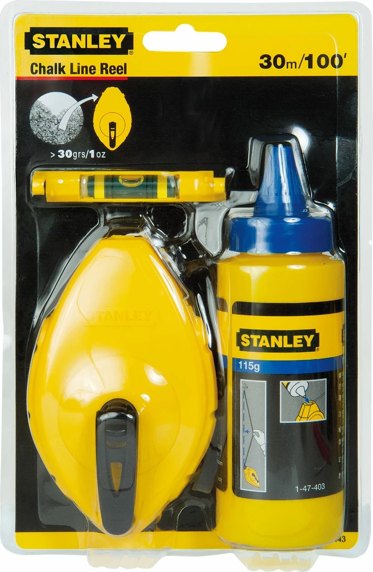 Fije shënimi me shkumës Stanley FatMax LX 0-47-443 30 m, shkumës 115 g, nivel, blu