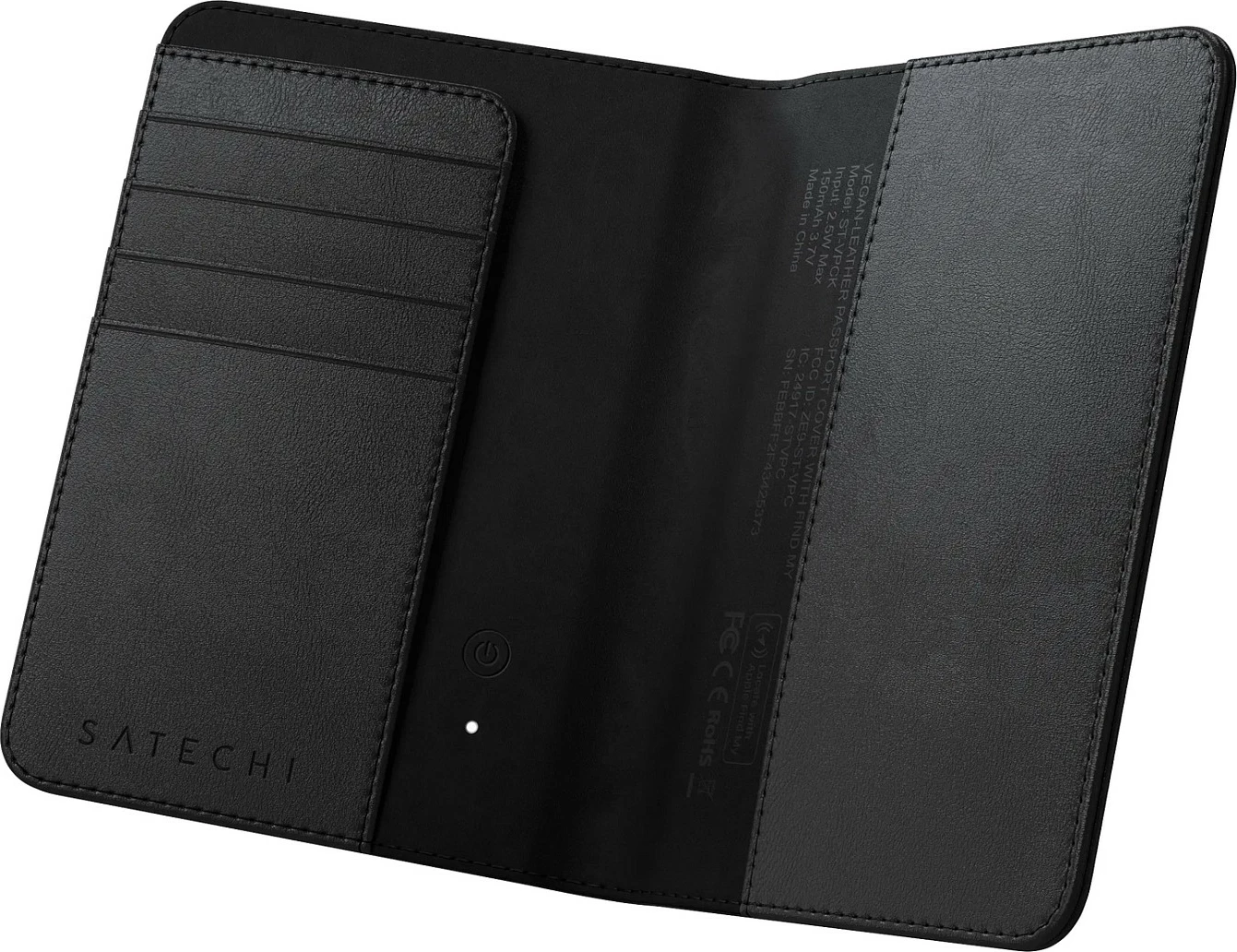 Kuletë pasaporte Satechi Vegan-Leather me Find My, e zezë