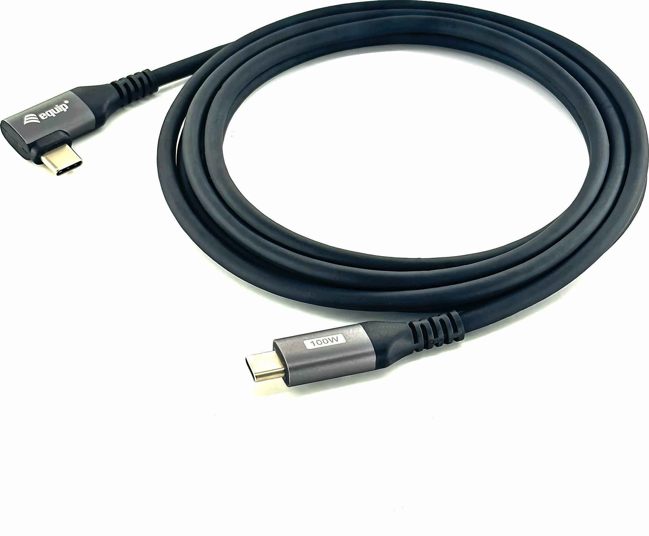 Kabllo USB-C - USB-C Equip 128892 2 m USB 2.0, prizë këndore, e zezë