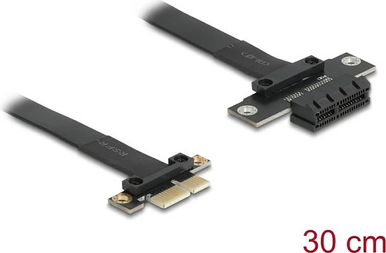 Kabllo riser PCIe x1 DeLOCK, mashkull-femër, 30 cm, e zezë