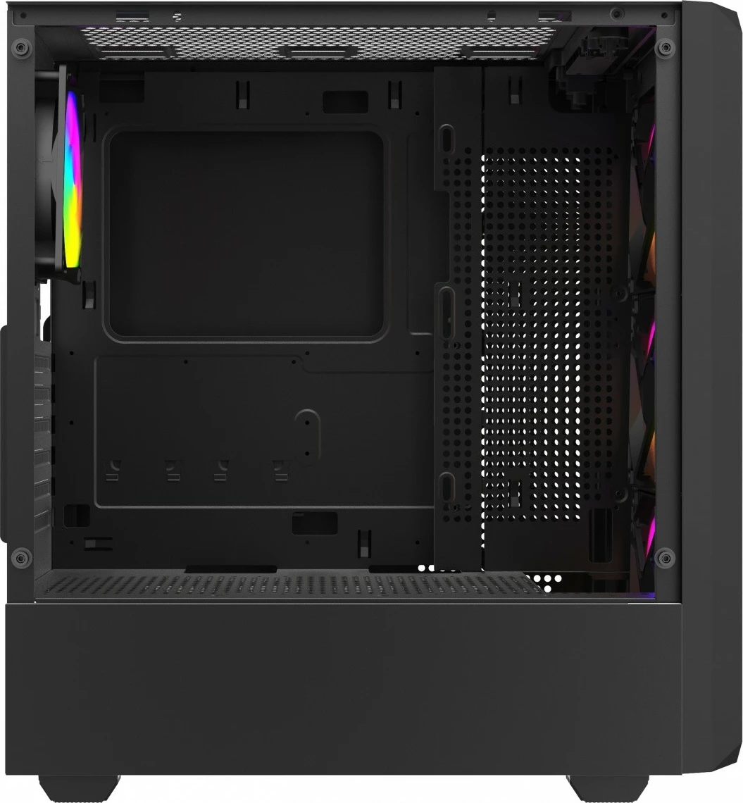 Kasë PC Savio NOCTIS GLASS RGB X1 midi tower ATX/mATX/Mini‑ITX me 4 ftohës RGB PWM, panel xhami të temperuar, filtra pluhuri, e zezë