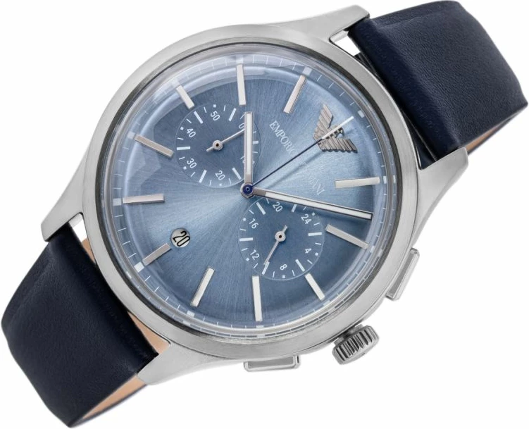 Orë dore meshkujsh Emporio Armani Dario AR11747, e kaltër me kuti