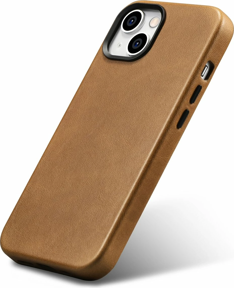Mbështjellës iCarer Oil Wax Premium Leather Case për iPhone 14 Plus me MagSafe, Kafe