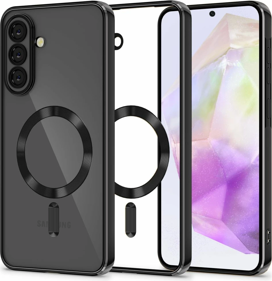 Mbështjellës Tech-Protect MagFlex MagSafe për Samsung Galaxy A37 5G, transparent me kornizë të zezë, 1 copë