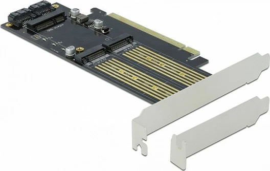 Kartelë zgjerimi DeLOCK PCIe x16 në M.2 B + M.2 NVMe M + mSATA, low-profile