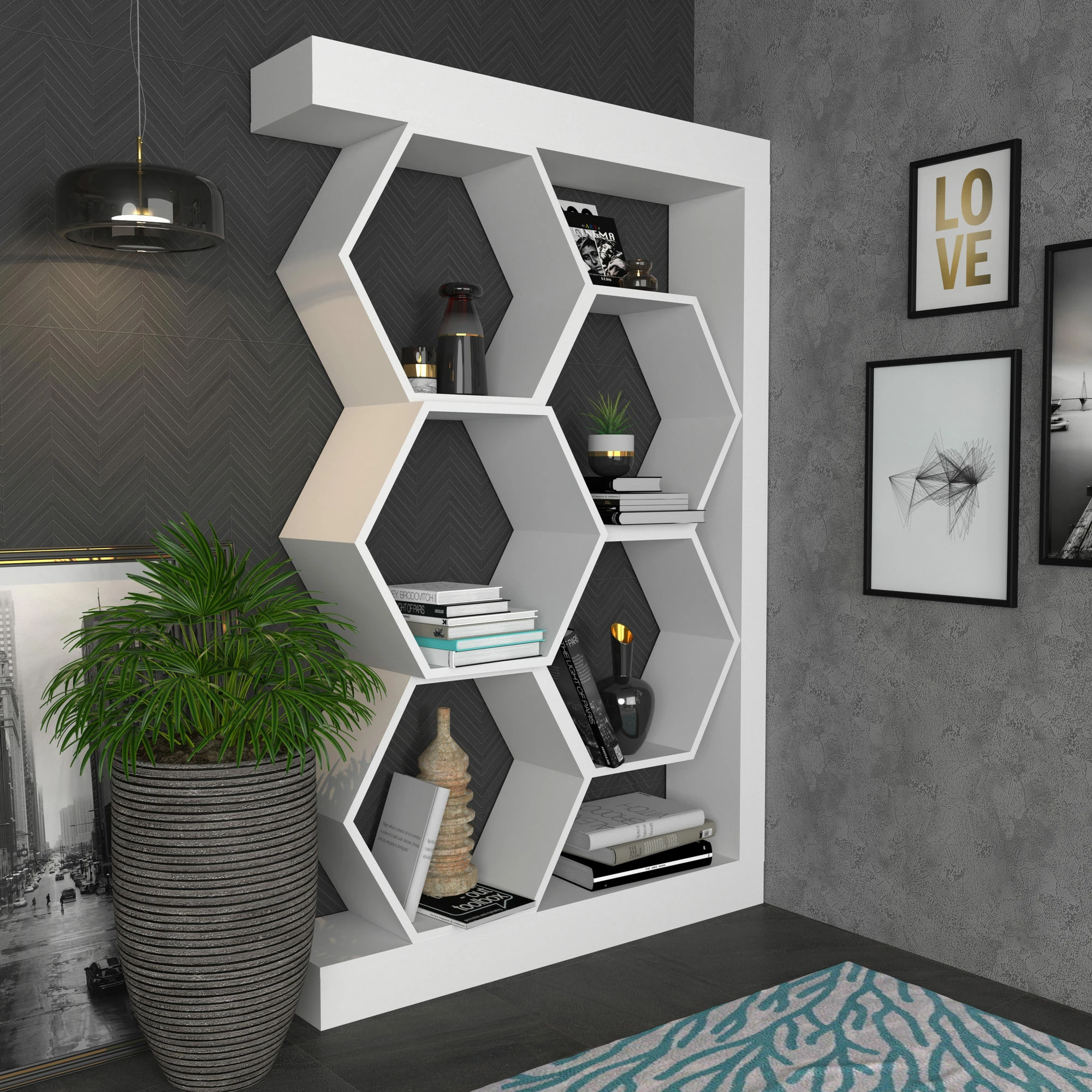 Raft librash modern Skye Decor Artemis, i bardhë
