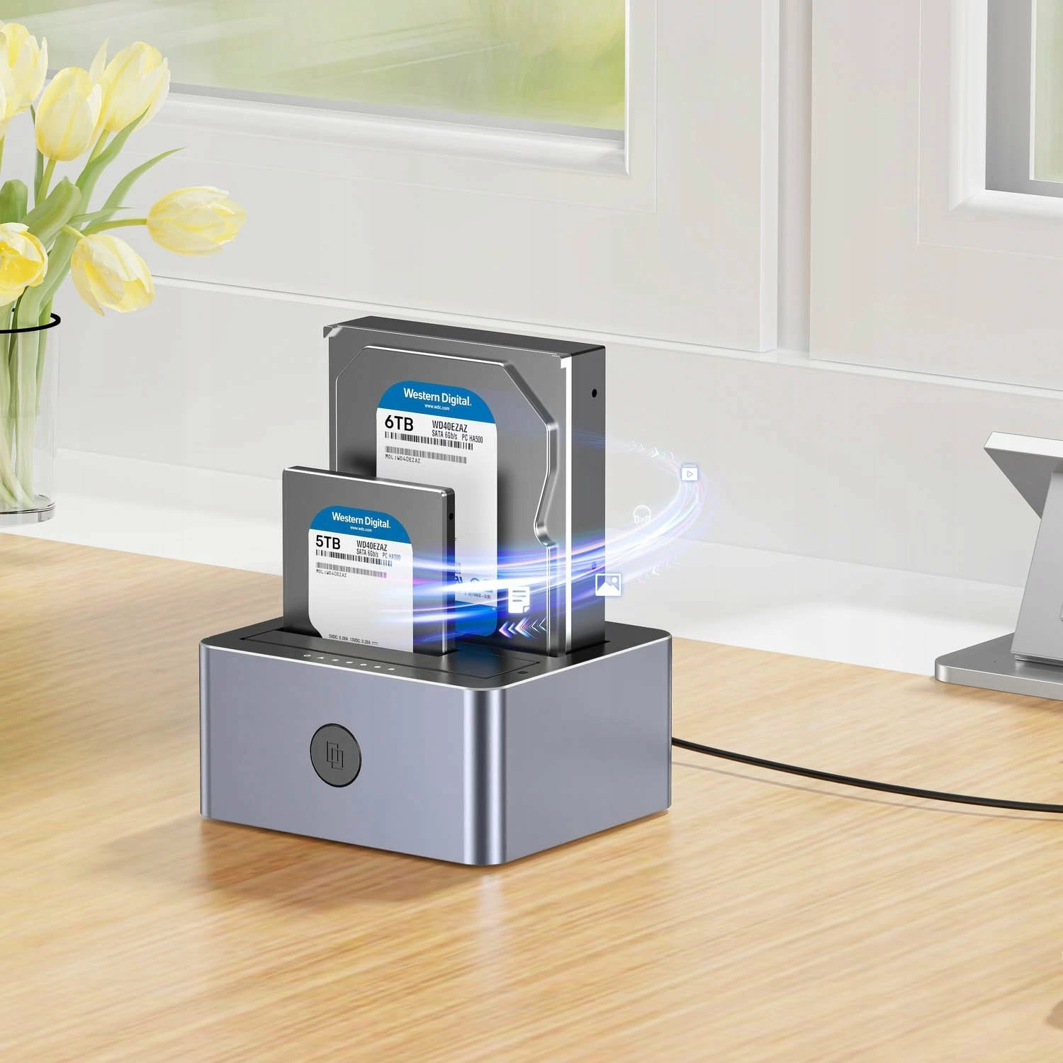 Docking station Unitek Y-3027GY01-EU, 2x SATA 2.5\"/3.5\", USB-C 10Gbps, argjendtë