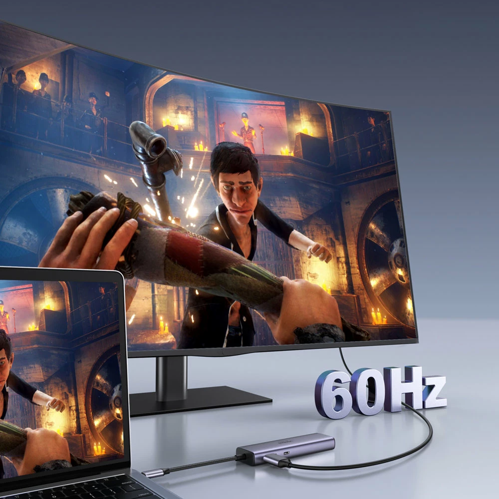 Kasë HUB Ugreen CM512 7-në-1, USB-C, 2x USB-A 3.2, HDMI 4K, SD/TF, USB-C PD 100W, RJ45, Gri