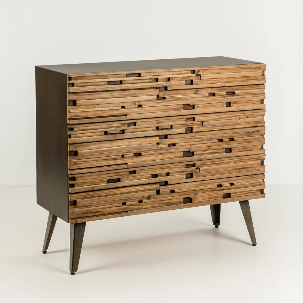 Komodë Coast me 3 sirtarë, ngjyrë e zezë-natyrale, 90x37x79cm