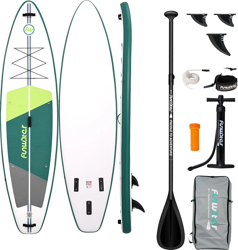 Dërrasë SUP e fryshme FunWater SUPFW69A 335×84×15 cm 12–15 PSI, gjelbër-bardhë, komplet me aksesorë