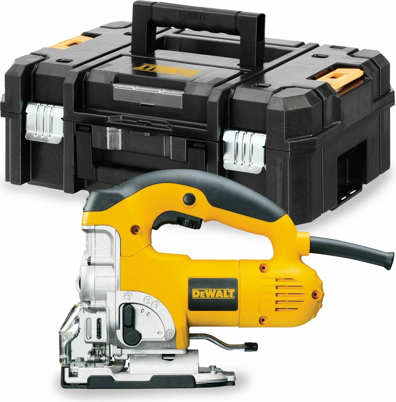 Sharrë figurash DeWalt DW331KT 701 W TSTAK, e verdhë/zezë, set me kuti
