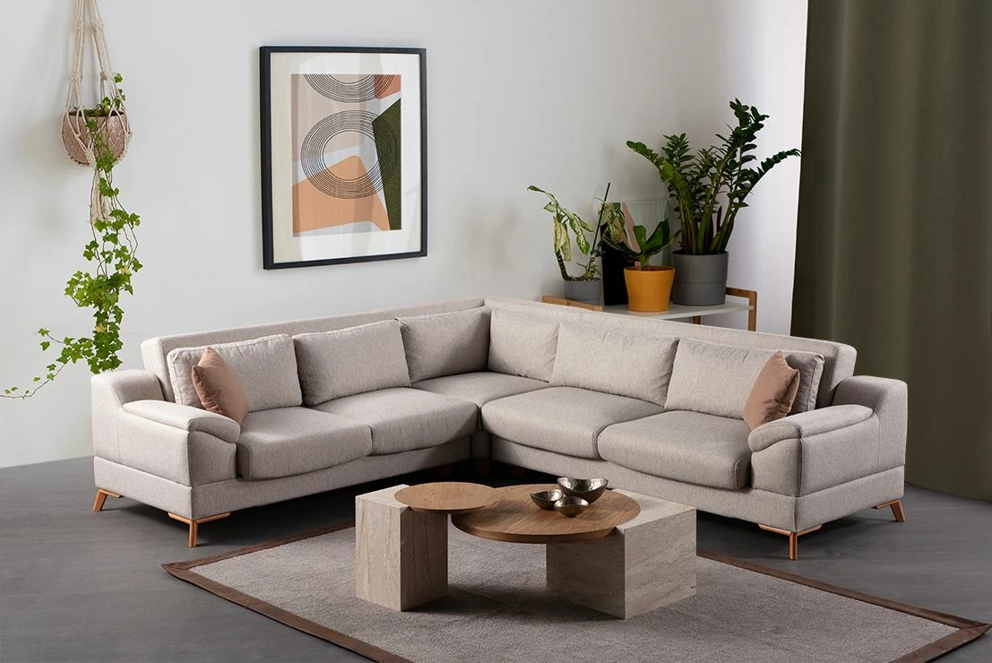 Kënd-sofë krevati, ngjyrë bezhë, Atelier del Sofa, Aqua Corner (L2 + C + 3R)