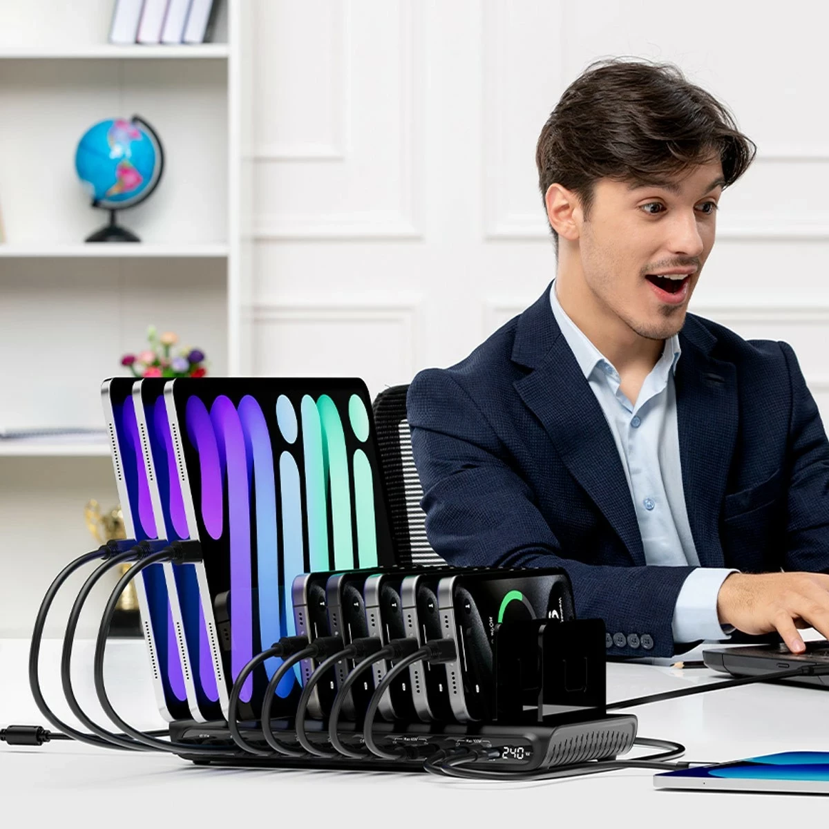 Stacion karikimi Unitek 10 porta, USB-C/USB-A, 240W, e zezë
