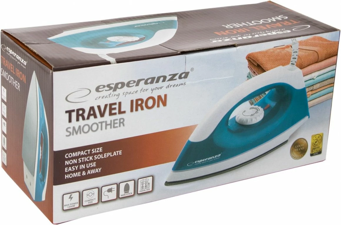 Hekur udhëtimi Esperanza Smoother EHI001 1200 W, bazë çeliku, blu