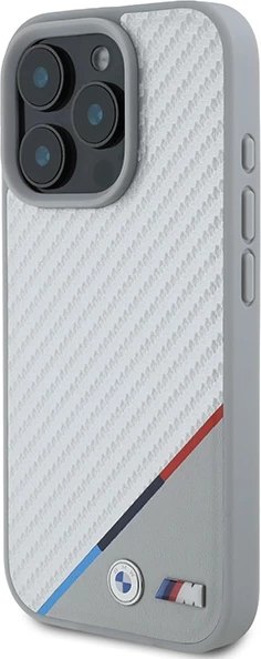 Mbështjellës BMW M Carbon Tricolor Line MagSafe për iPhone 16 Pro, Gri