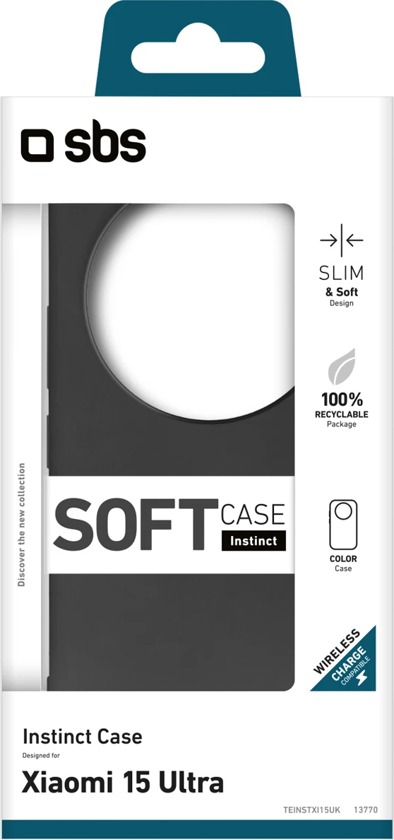 Mbështjellës SBS Instinct për Xiaomi 15 Ultra, TPU me mikrofibër, 20 g, i zi
