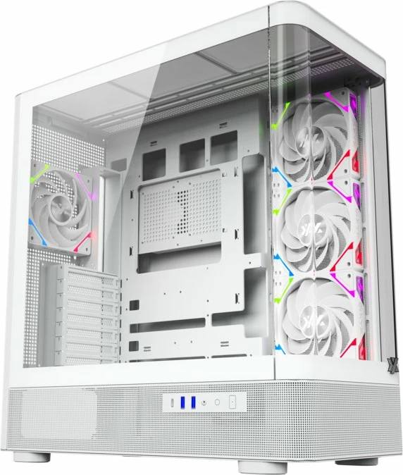 Kasë XYZ PC GEAR Quantum ARGB Midi Tower ATX/Micro-ATX/Mini-ITX, e bardhë, me 4 ventilatorë ARGB (X-CS-QUANTUM-W)