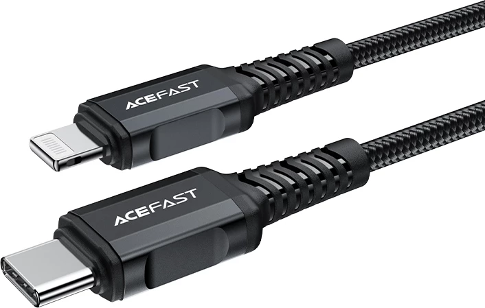 Kabllo Acefast C4-01, USB-C në Lightning, 1.8m, 30W, e zezë