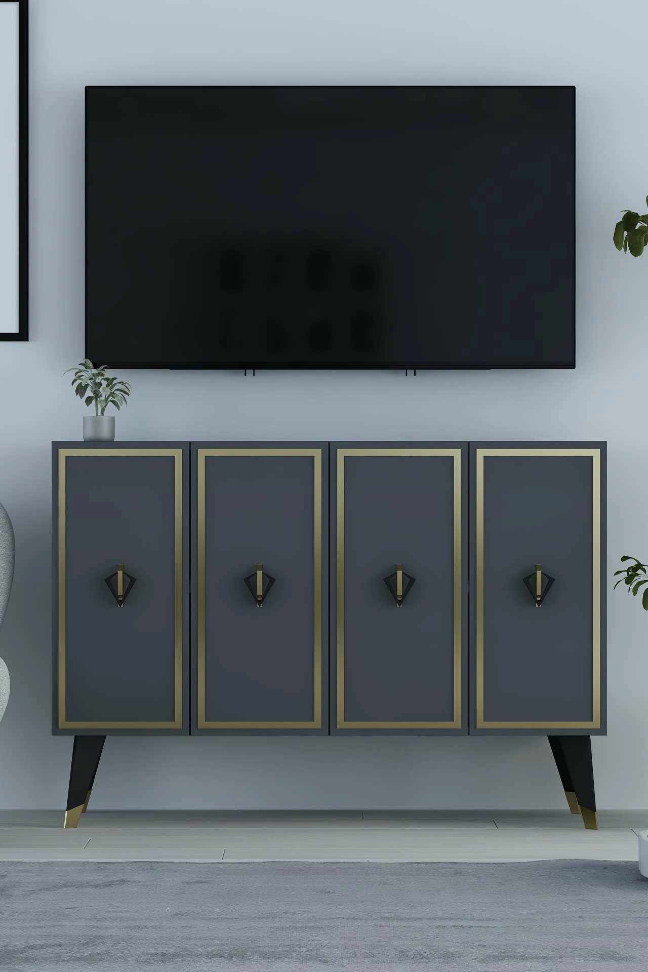 Konsol Skye Decor, anthracite, e zezë, e artë, 8176KM-32