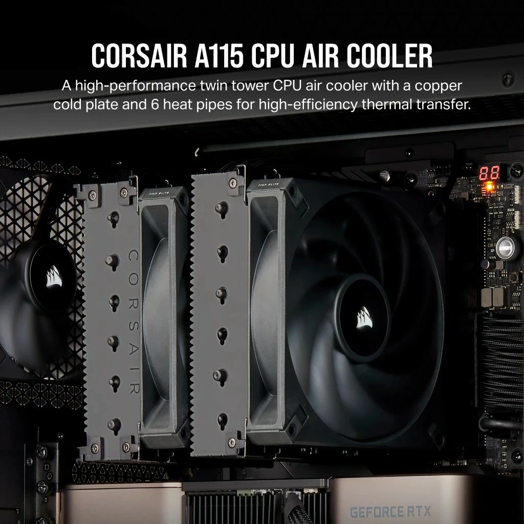 Ftohës ajri Corsair AF ELITE A115, 2x140mm, për CPU, i zi