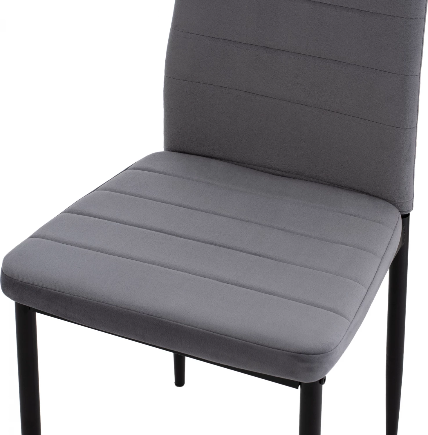 Karrige metalike FH0037.31, kadife gri, me kornizë metalike, set prej 4 copash