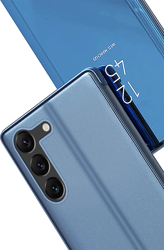 Mbështjellës Hurtel Clear View Case për Samsung Galaxy S23+, i zi, me kapak