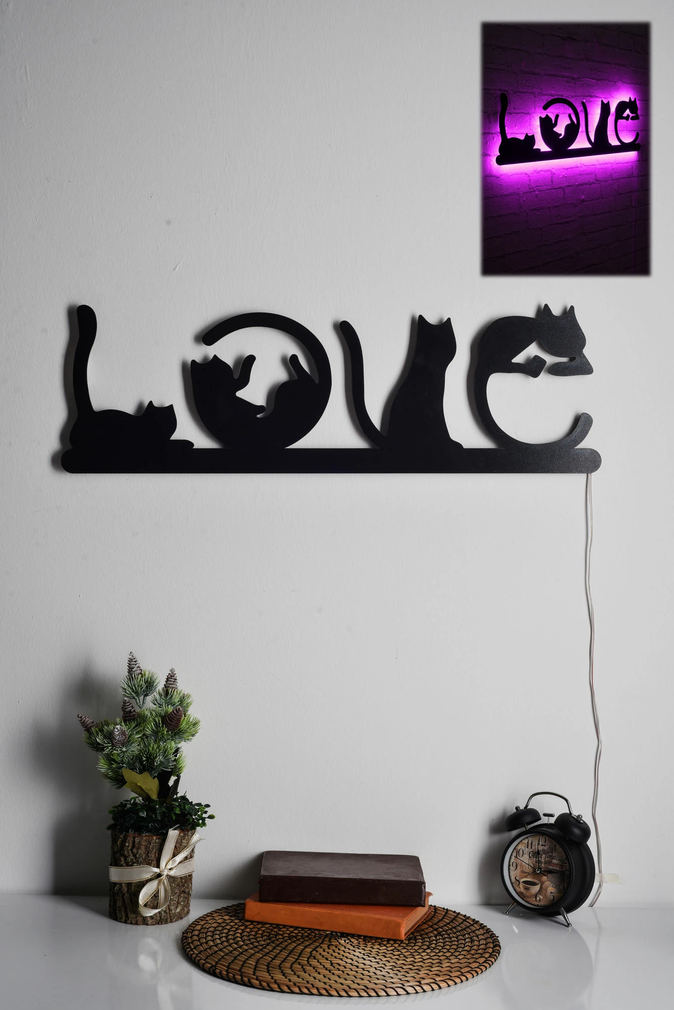 Dritë dekorative LED, Wallity, Cat Love, rozë