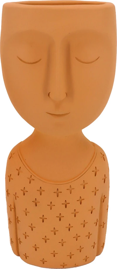 Vazo dekorative SKEPTICAL 1, polirezine, ngjyrë terrakote, 11x9x26cm