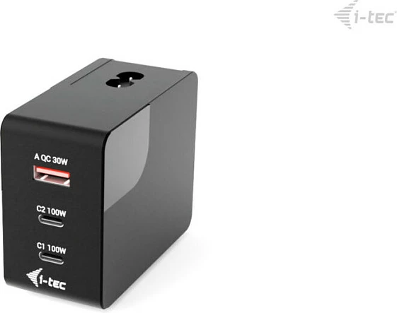Karikues USB I-TEC 100W, 2x USB-C + 1x USB-A, me ekran LCD, i zi