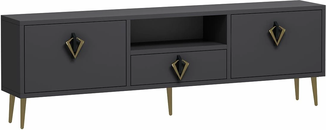 Komodë TV Skye Decor, anthracite, e zezë, e artë, 1311-DROP-32