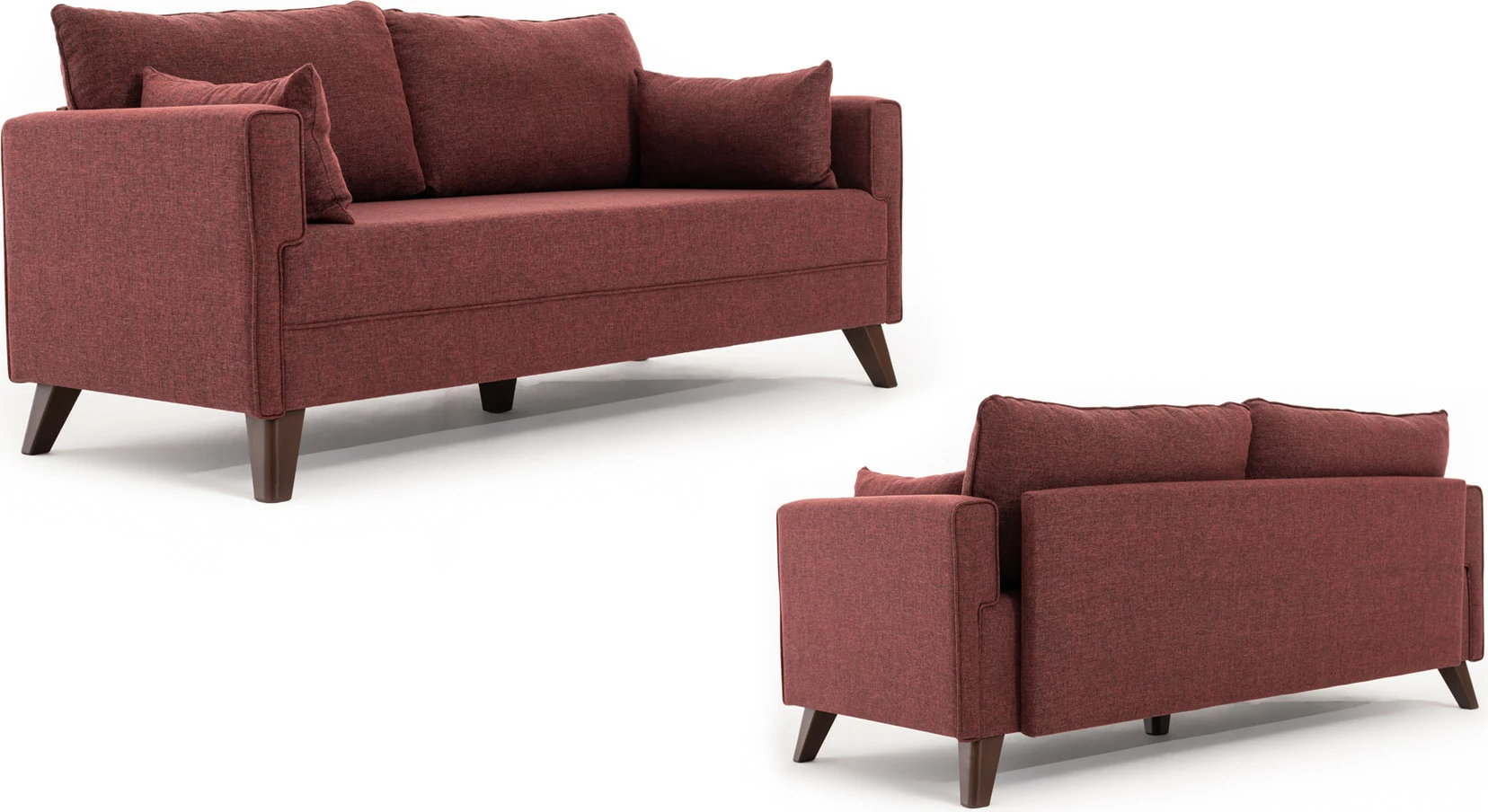 Divan-krevat treshe, ngjyrë e kuqe Claret, Bella Sofa Bed