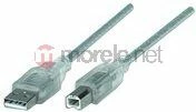 Kabllo USB Manhattan 345408 USB-A në USB-B 5 m USB 2.0, argjendtë
